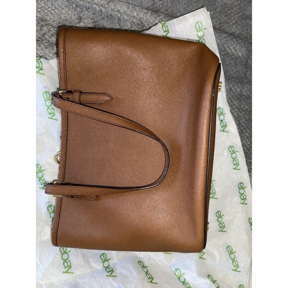 Michael Kors Jet Set Brown Saffiano Leather Multifunction Tote Bag W/ Pockets - Picture 6 of 11